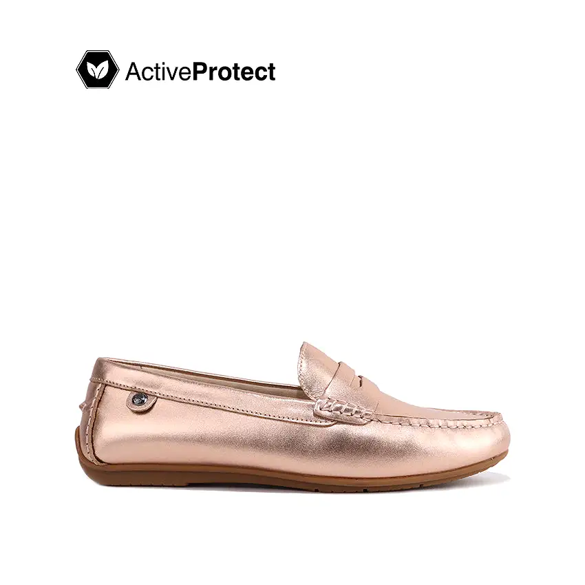 Fen Slip On Penny Women's Shoes - Rose Gold Leather