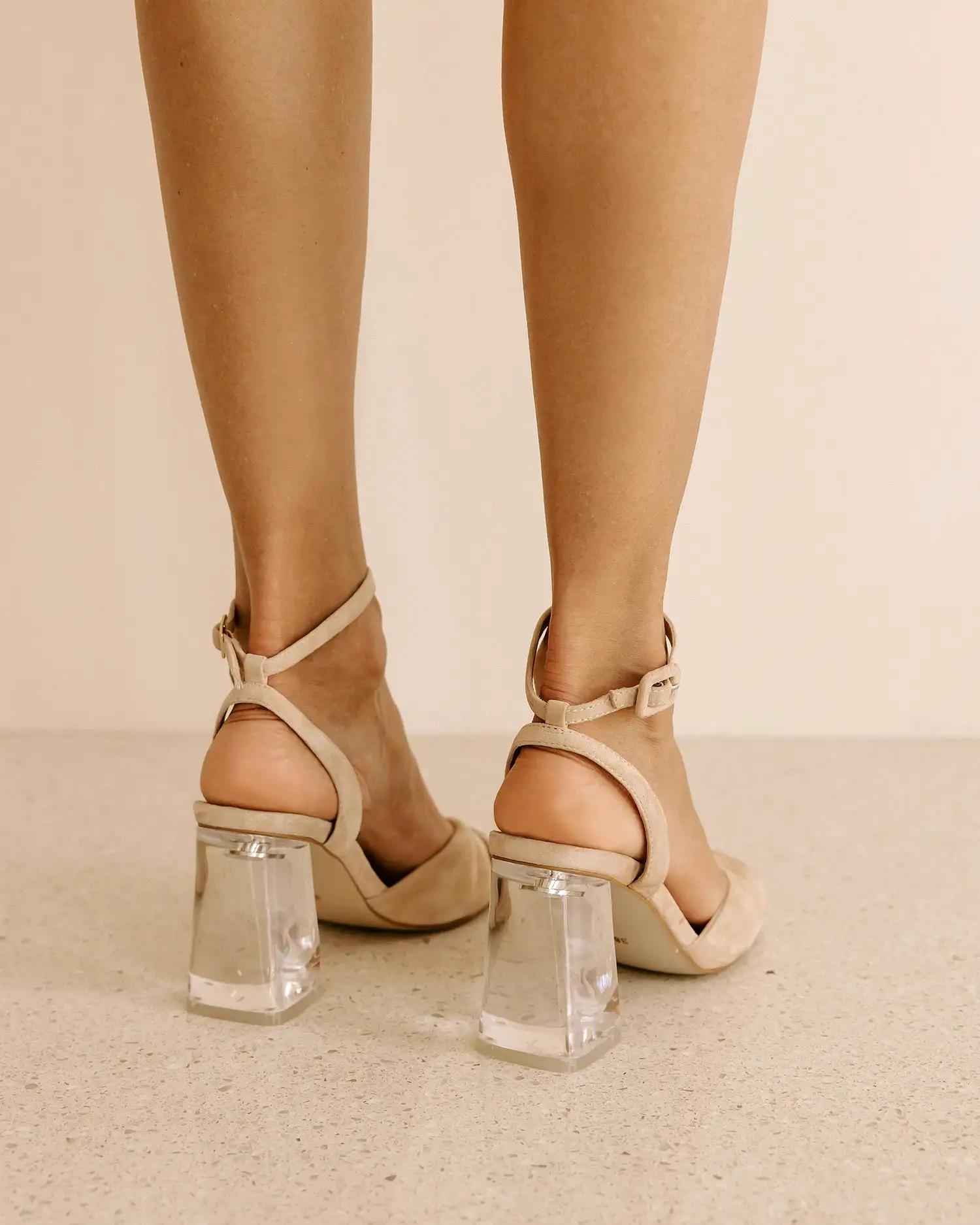 FLIRT - NUDE SUEDE HEELS - FINAL SALE