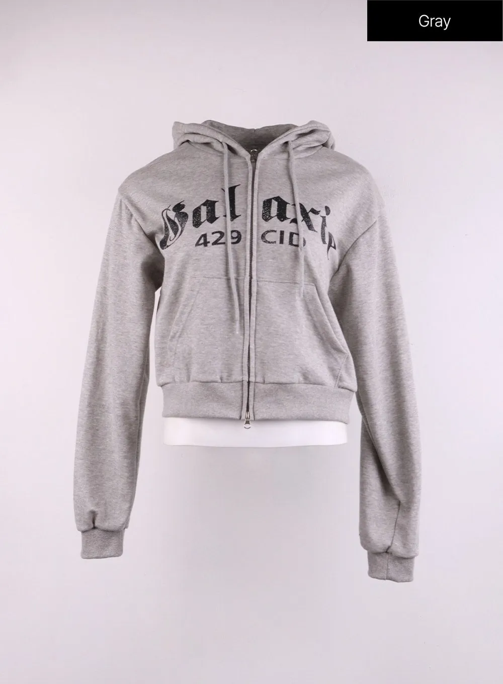 Galaxy Lettering Zip Hoodie with Drawstring CJ429