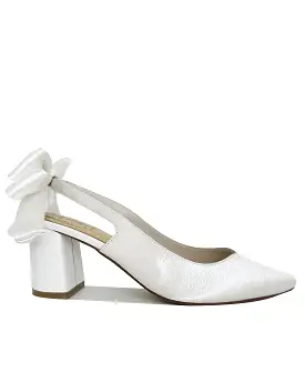 GARDENIA - CLOSED TOE SATIN BRIDAL HEELS WITH BOW