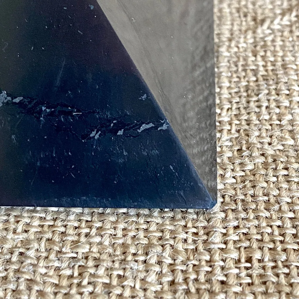 Genuine Shungite Pyramid, 6 Inch Base, Tiny Chip Bottom Corner