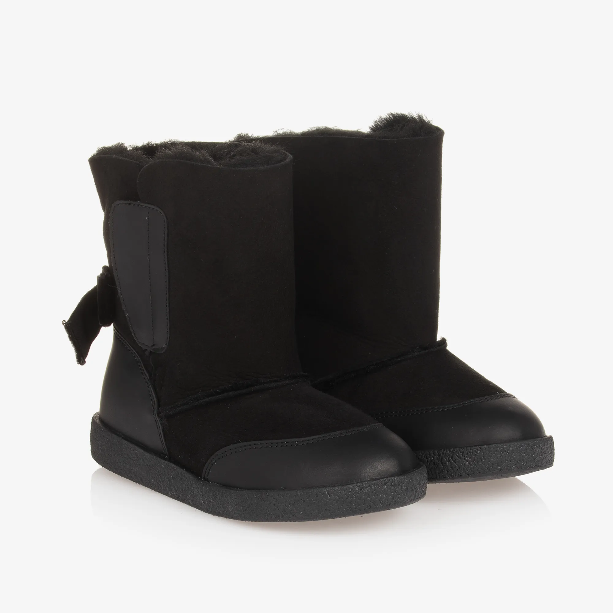 Girls Black Suede Leather Boots