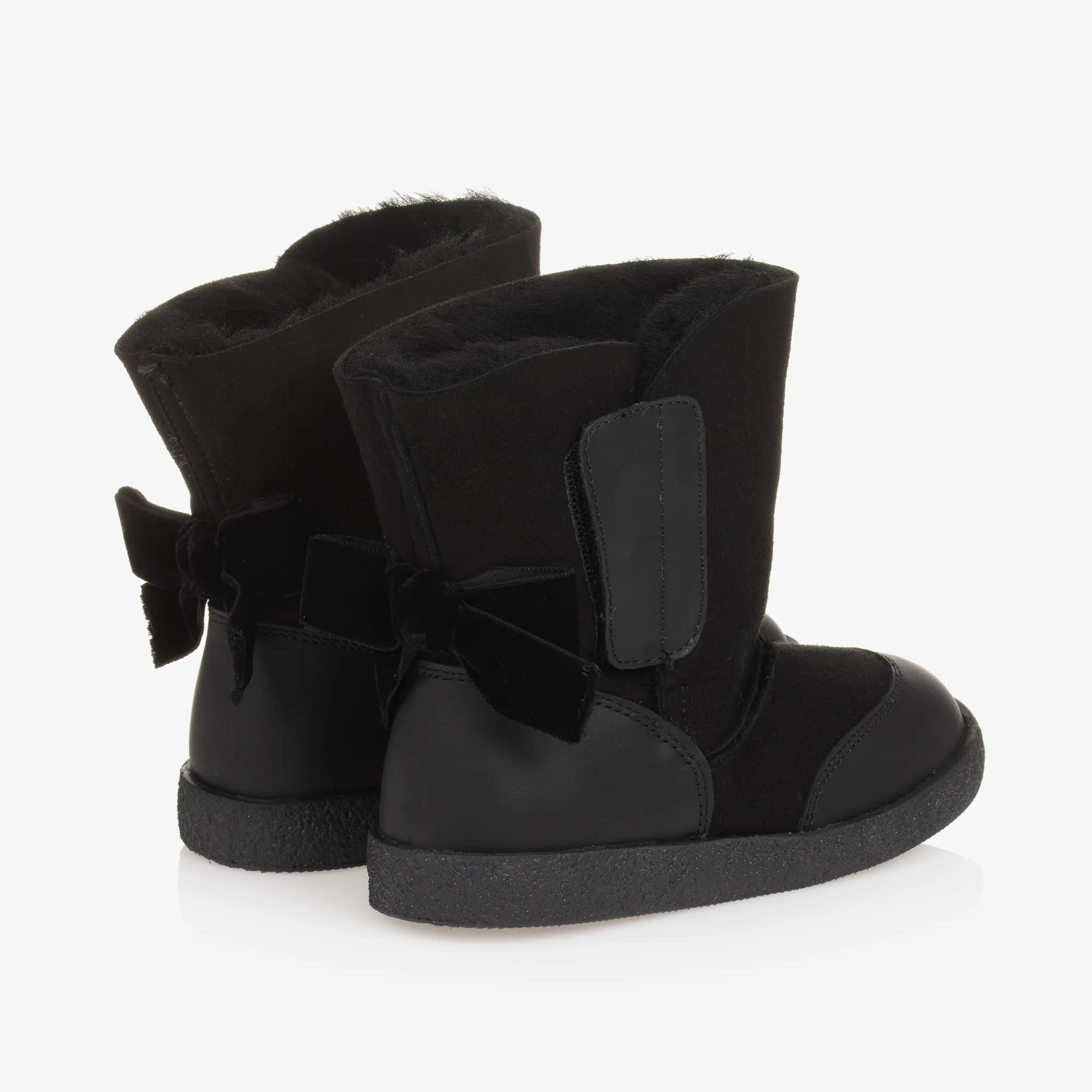 Girls Black Suede Leather Boots