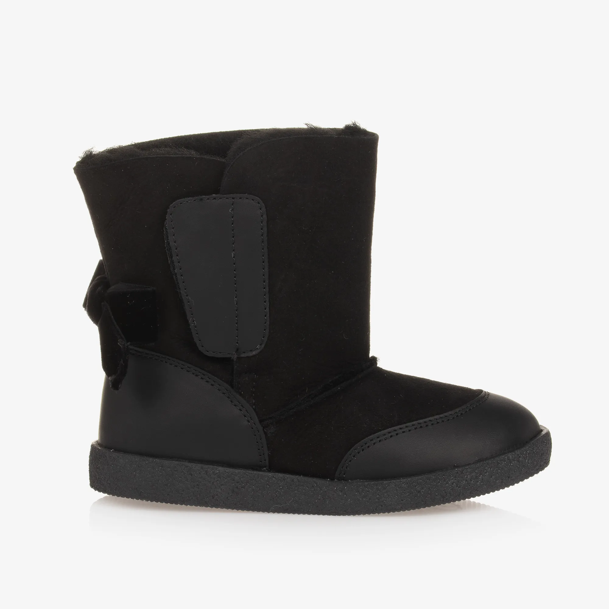 Girls Black Suede Leather Boots