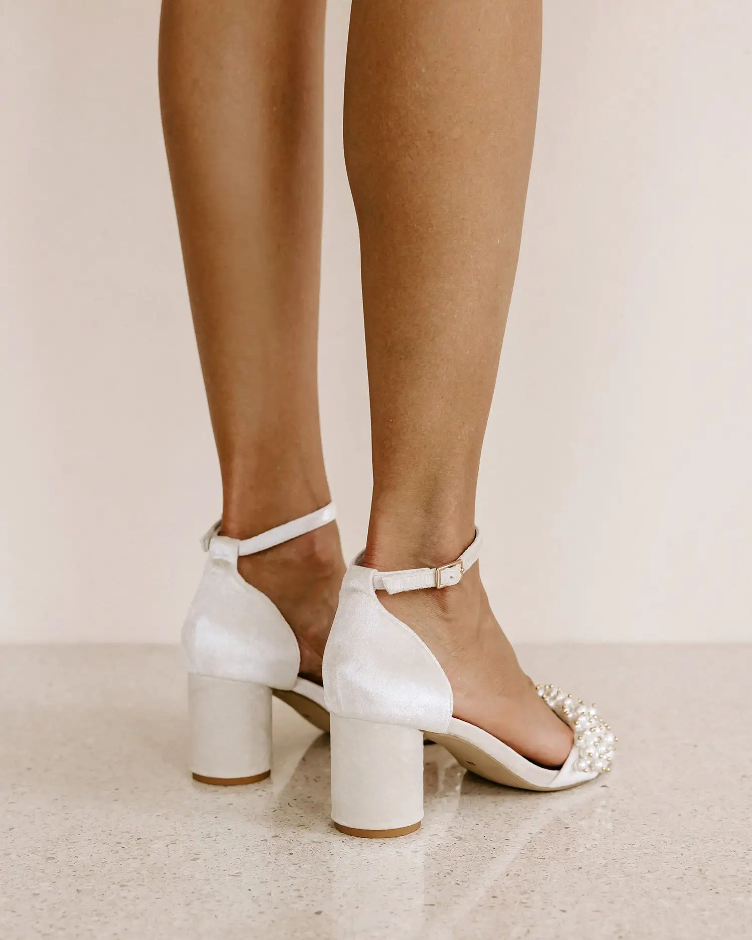 GLORIOUS - IVORY PEARL VELVET BRIDAL SHOES