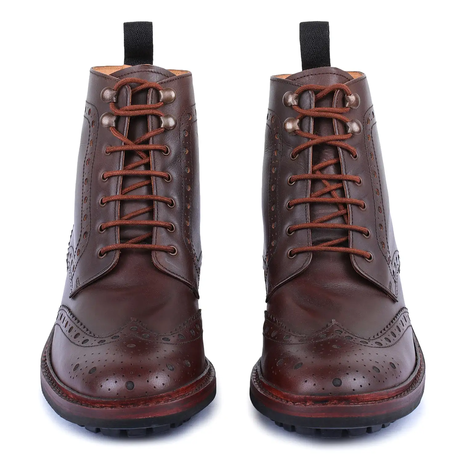 Goodyear Welted Wingtip Brogue lace Up Boots- Brown