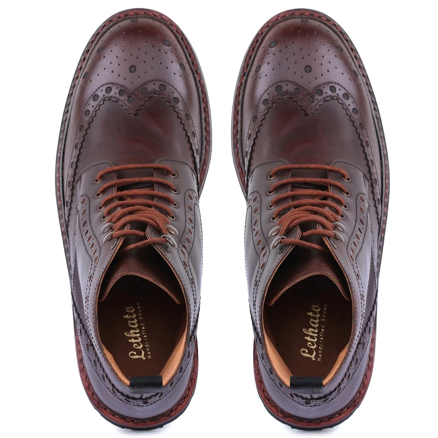 Goodyear Welted Wingtip Brogue lace Up Boots- Brown