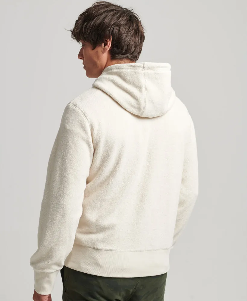 Graphic Logo Loose Fleece Hoodie | Pale Oatmeal