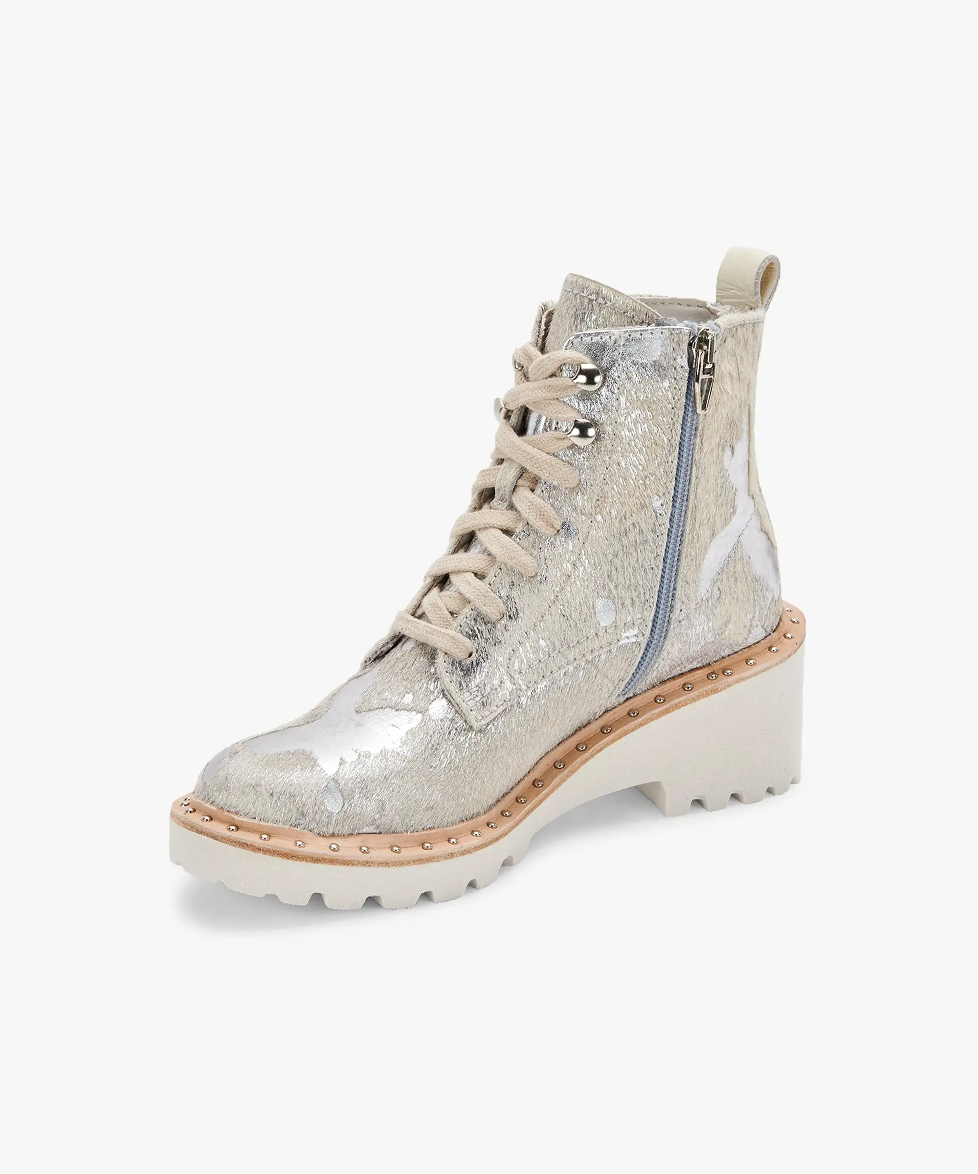 HINTO BOOTS SILVER METALLIC CALF HAIR re:vita