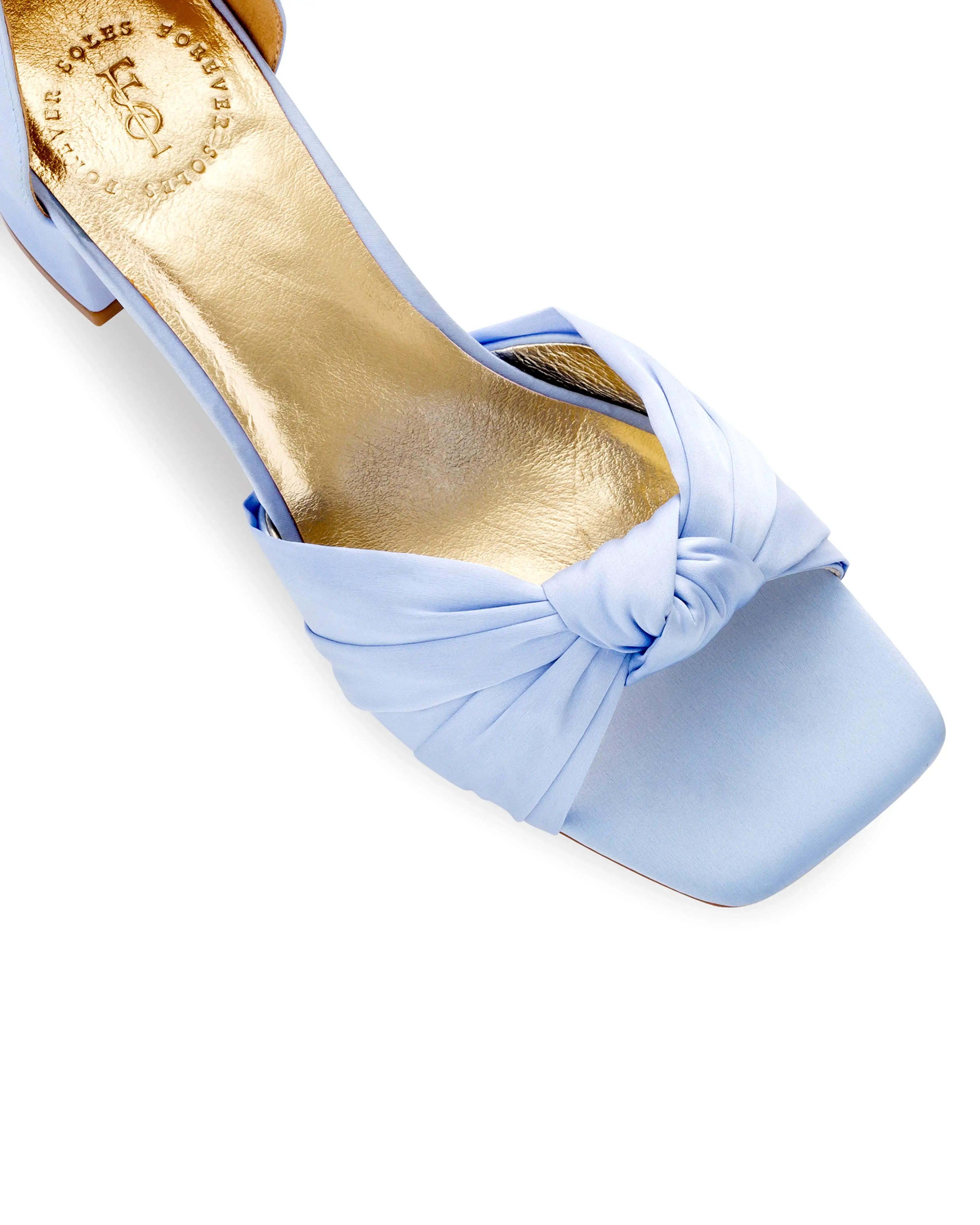 HONEY - BLUE SATIN LOW HEEL WEDDING SHOES