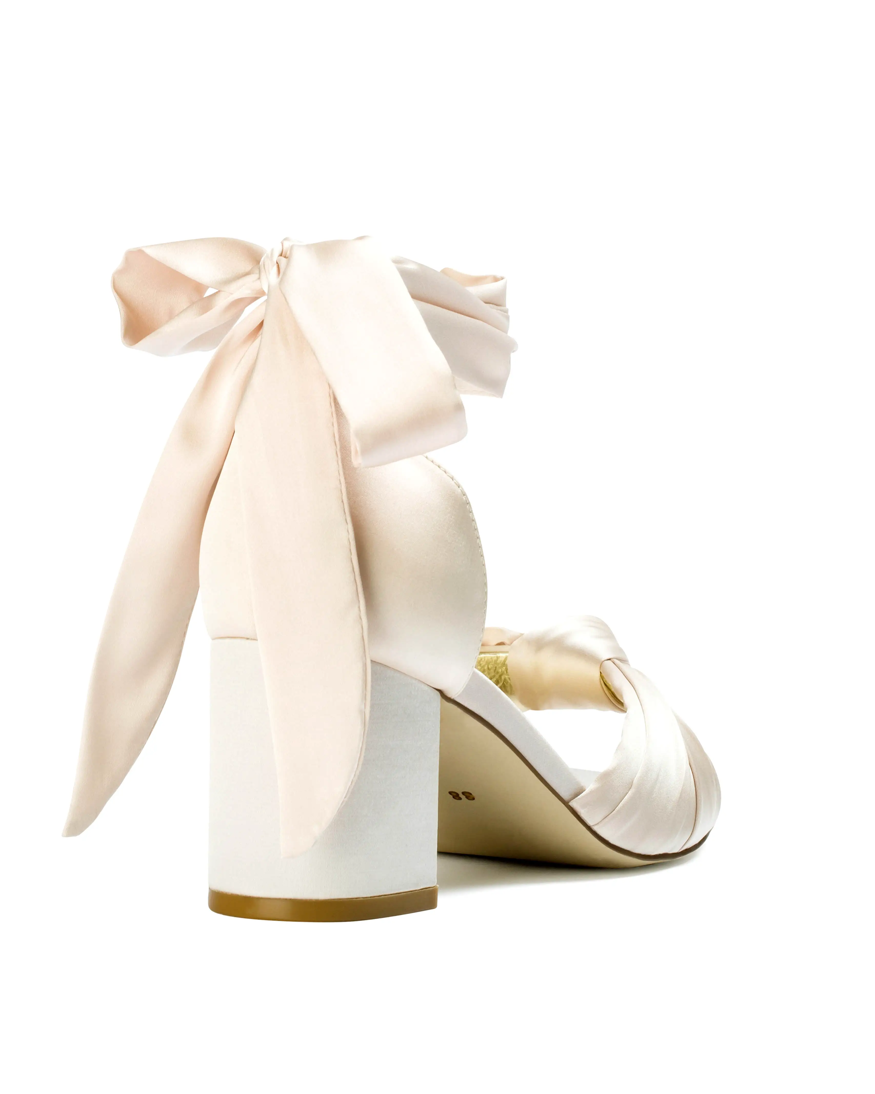 HONEY - LIGHT BEIGE SATIN BOW WEDDING SANDALS