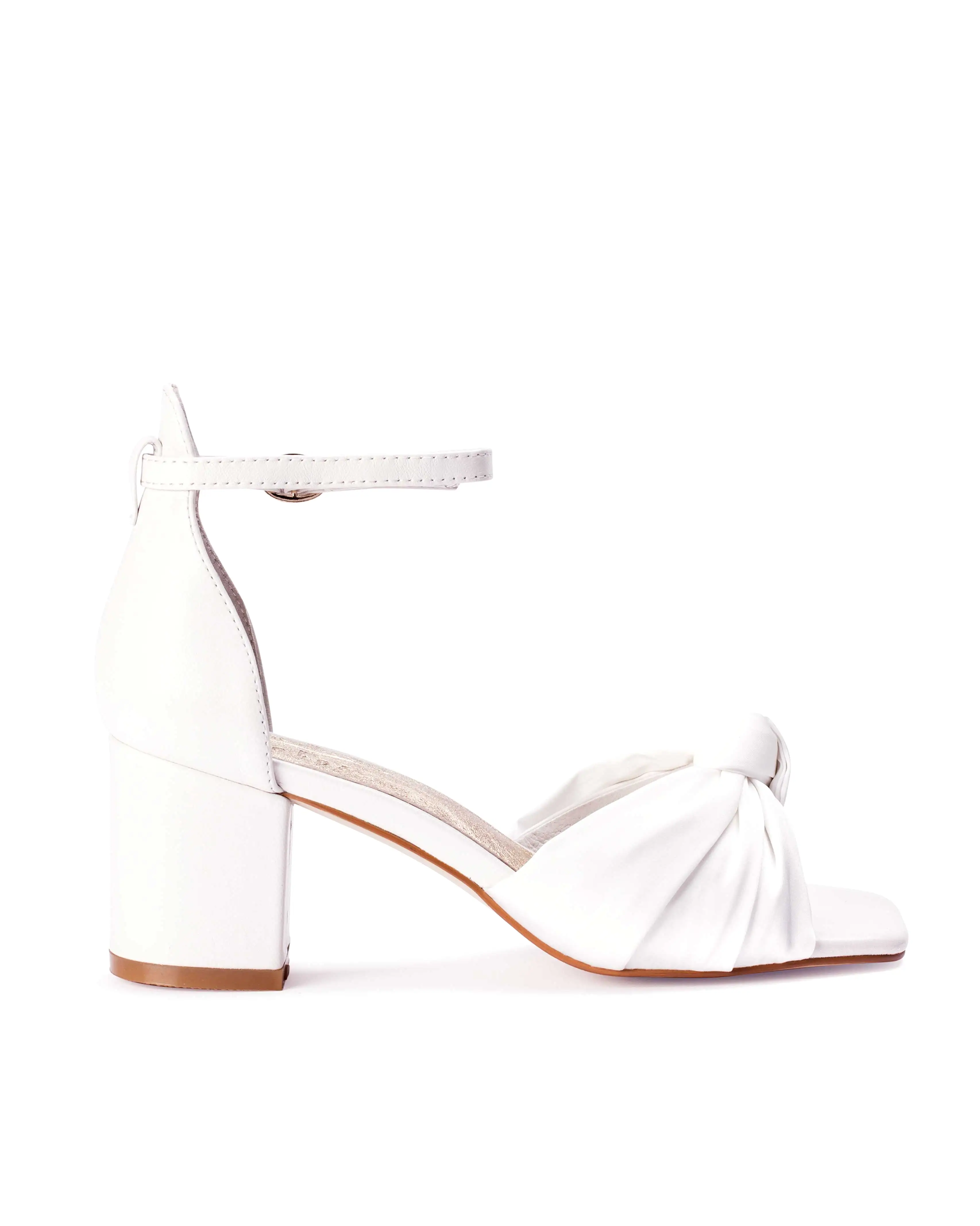 HONEY - WHITE BOW SATIN WEDDING SHOES