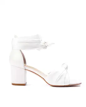 HONEY - WHITE BOW SATIN WEDDING SHOES