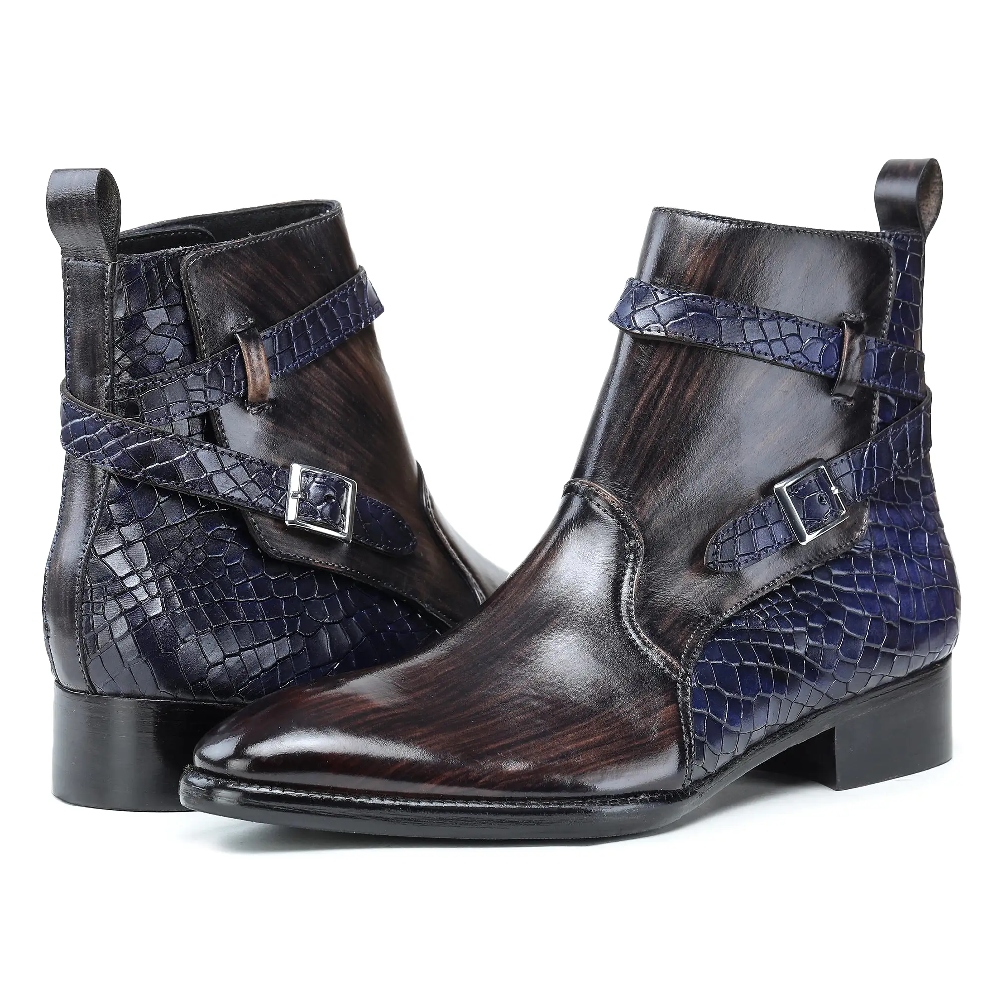 Jodhpur Boots- Croc Navy & Brown