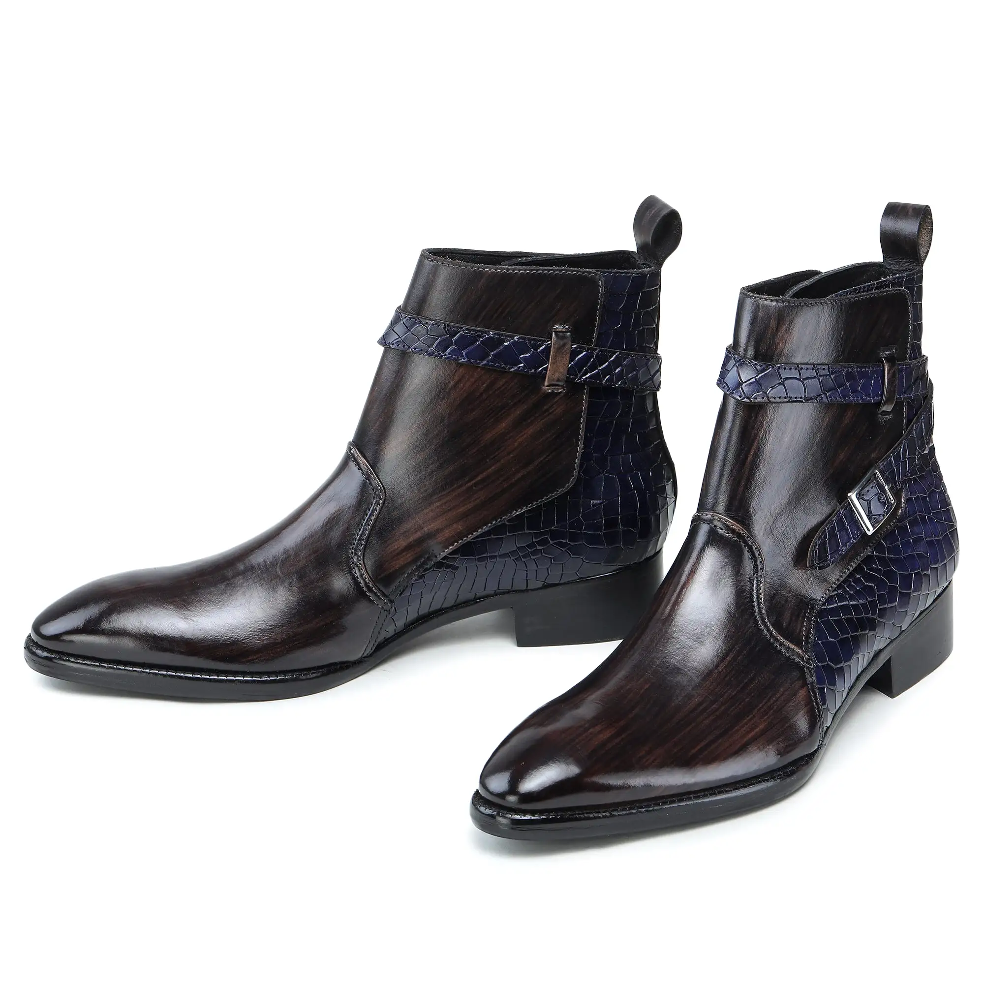 Jodhpur Boots- Croc Navy & Brown