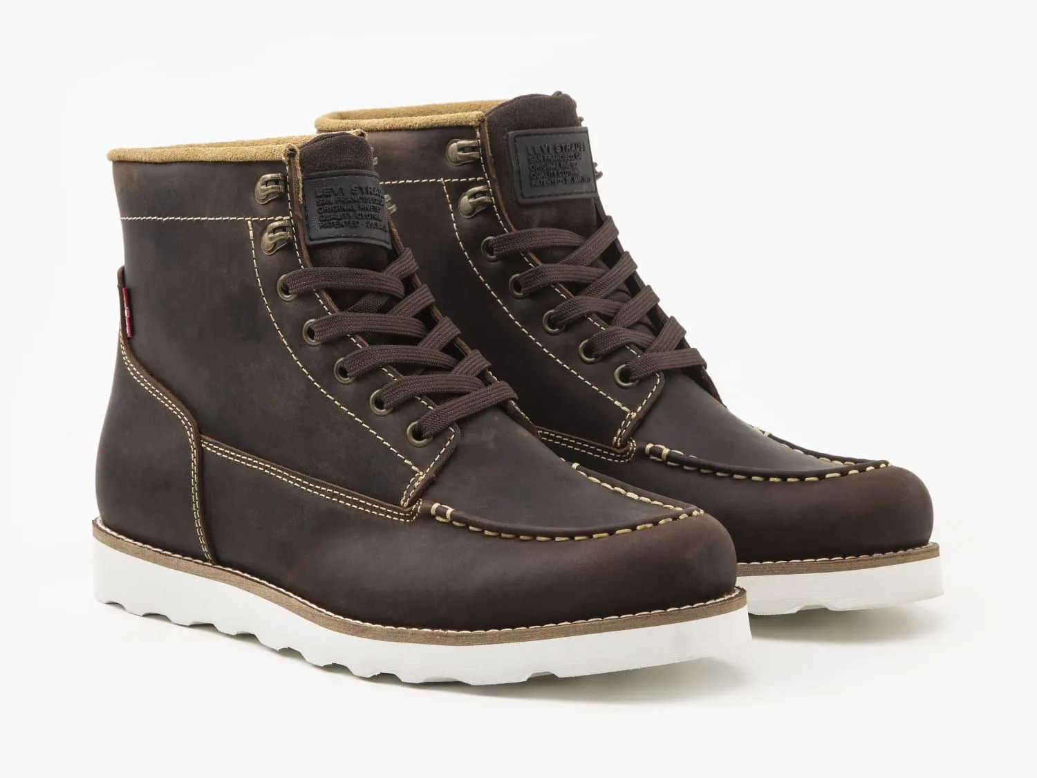 Levi's® Darrow Mocc Lace Up Leather Boots Dark Brown