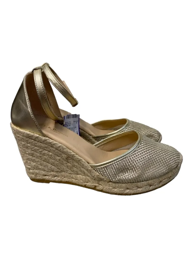 LK Bennett Shoe Size 40 Tan Weave Wedge Closed Toe Shimmer ankle strap Shoes