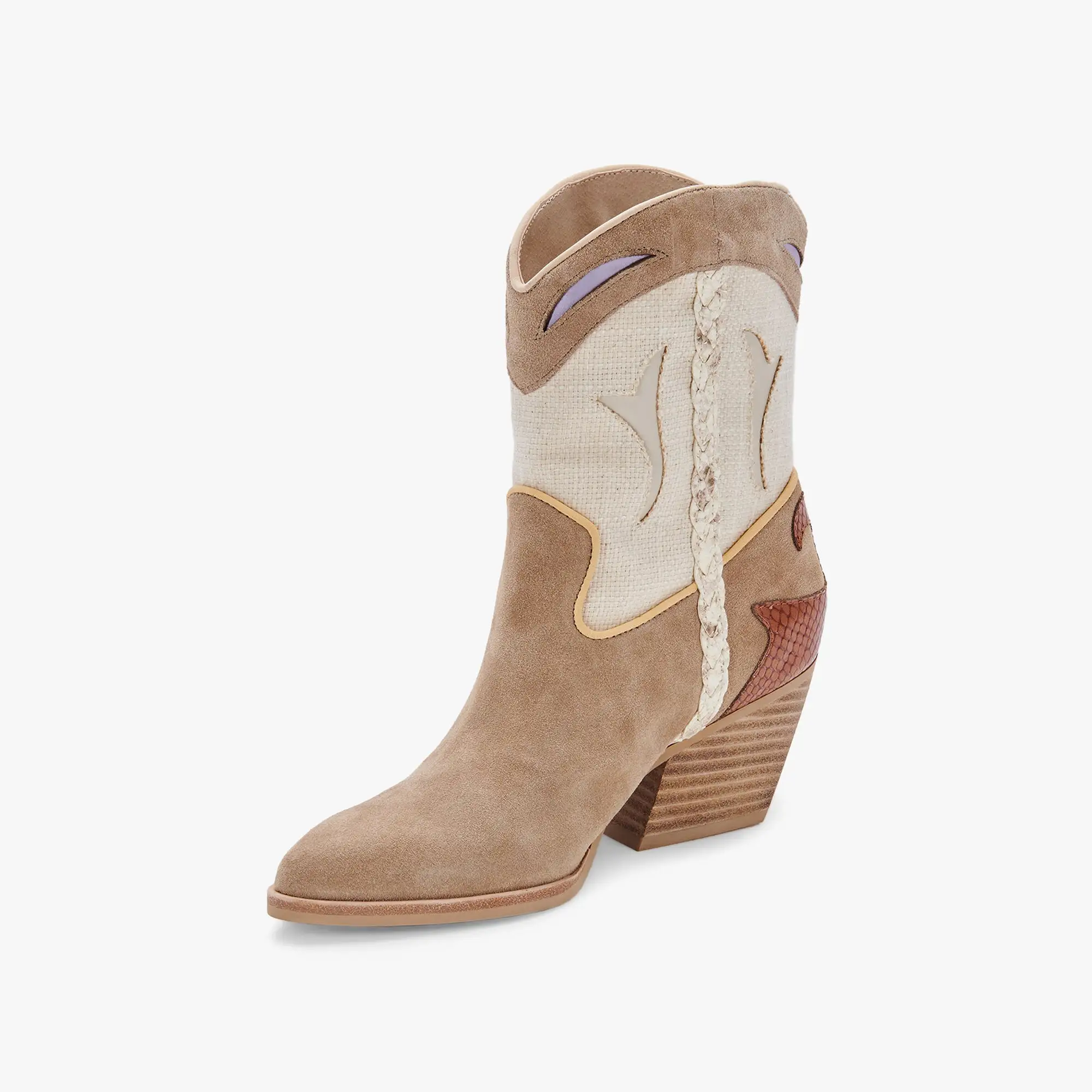 LORAL BOOTIES IN TAUPE MULTI SUEDE - re:vita