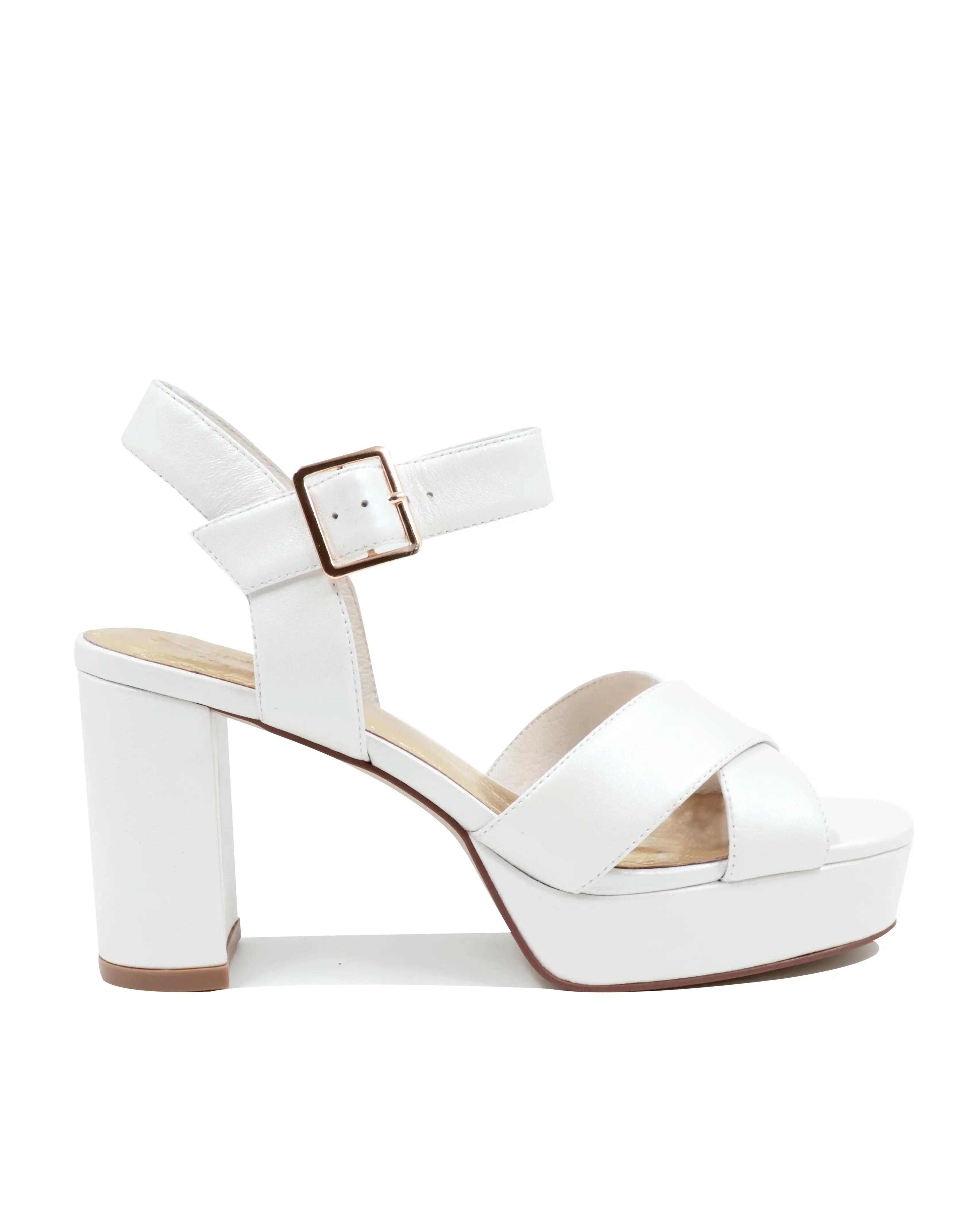 LOTUS PLATFORMS - IVORY LEATHER BRIDAL SHOES