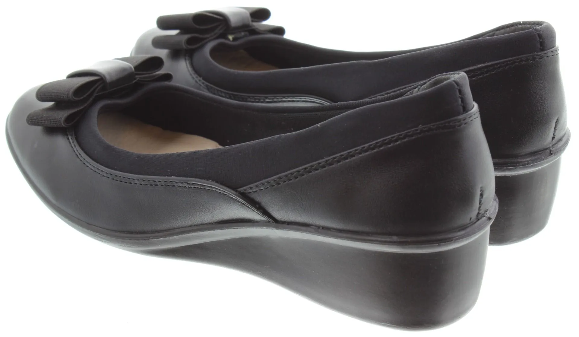 LUNAR Ladies Deacon Bow Wedge Shoes In Black