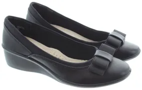 LUNAR Ladies Deacon Bow Wedge Shoes In Black