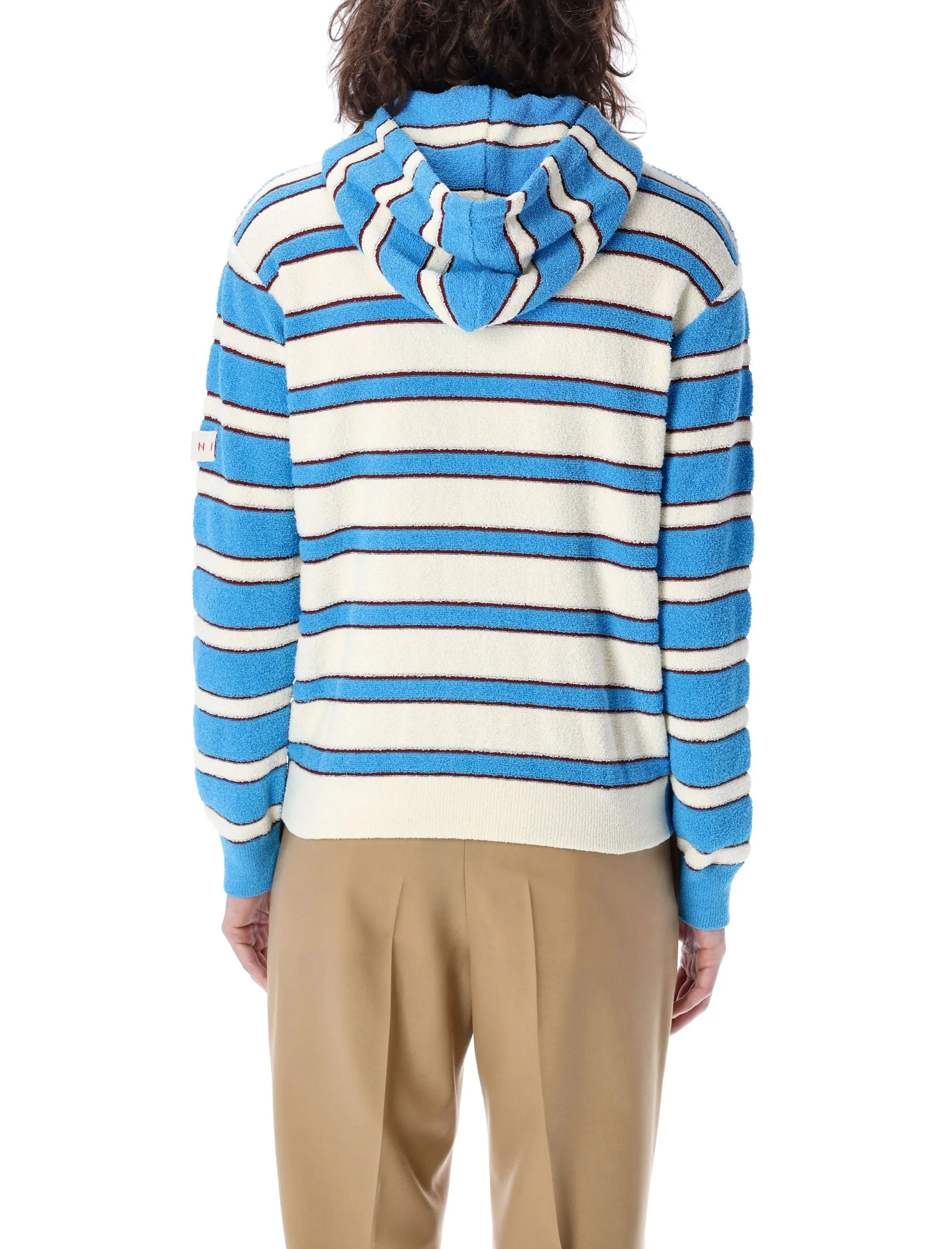 Marni Logo Patch Striped Long-Sleeved Hoodie