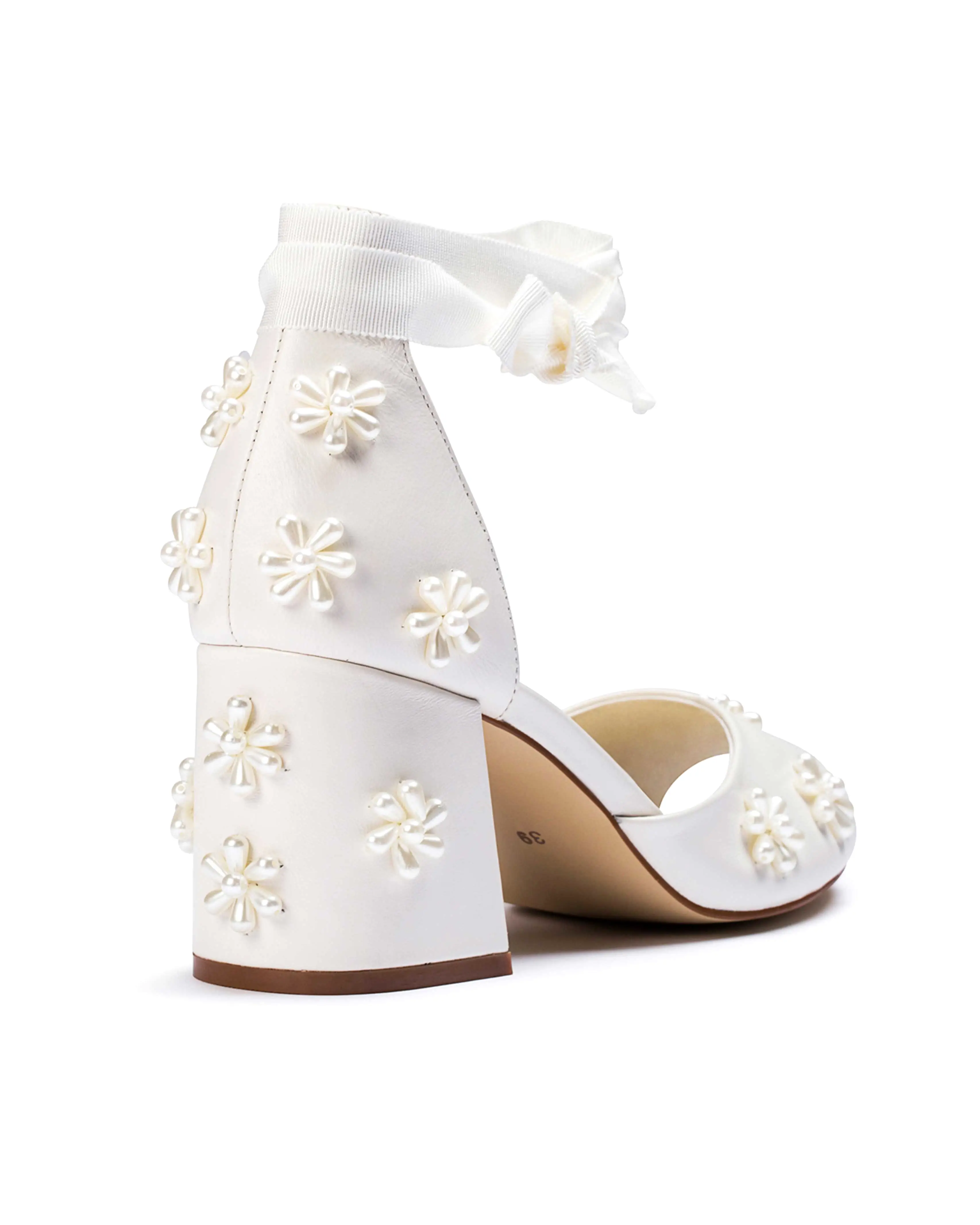 MELODY - LOW HEEL IVORY PEARL BRIDAL SHOES