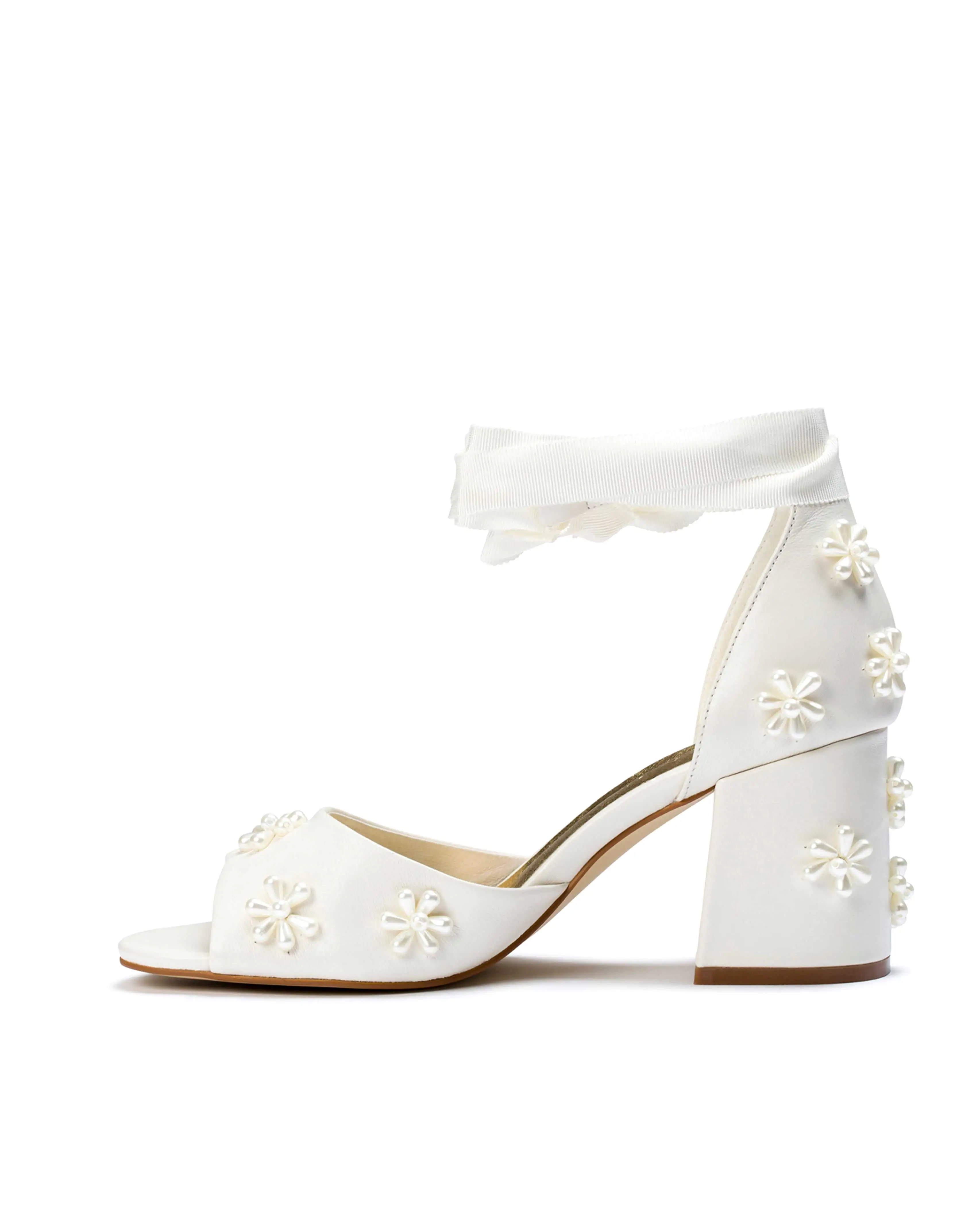 MELODY - LOW HEEL IVORY PEARL BRIDAL SHOES