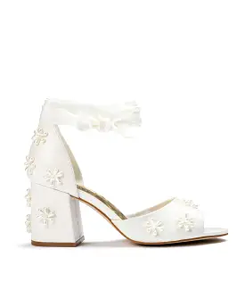 MELODY - LOW HEEL IVORY PEARL BRIDAL SHOES