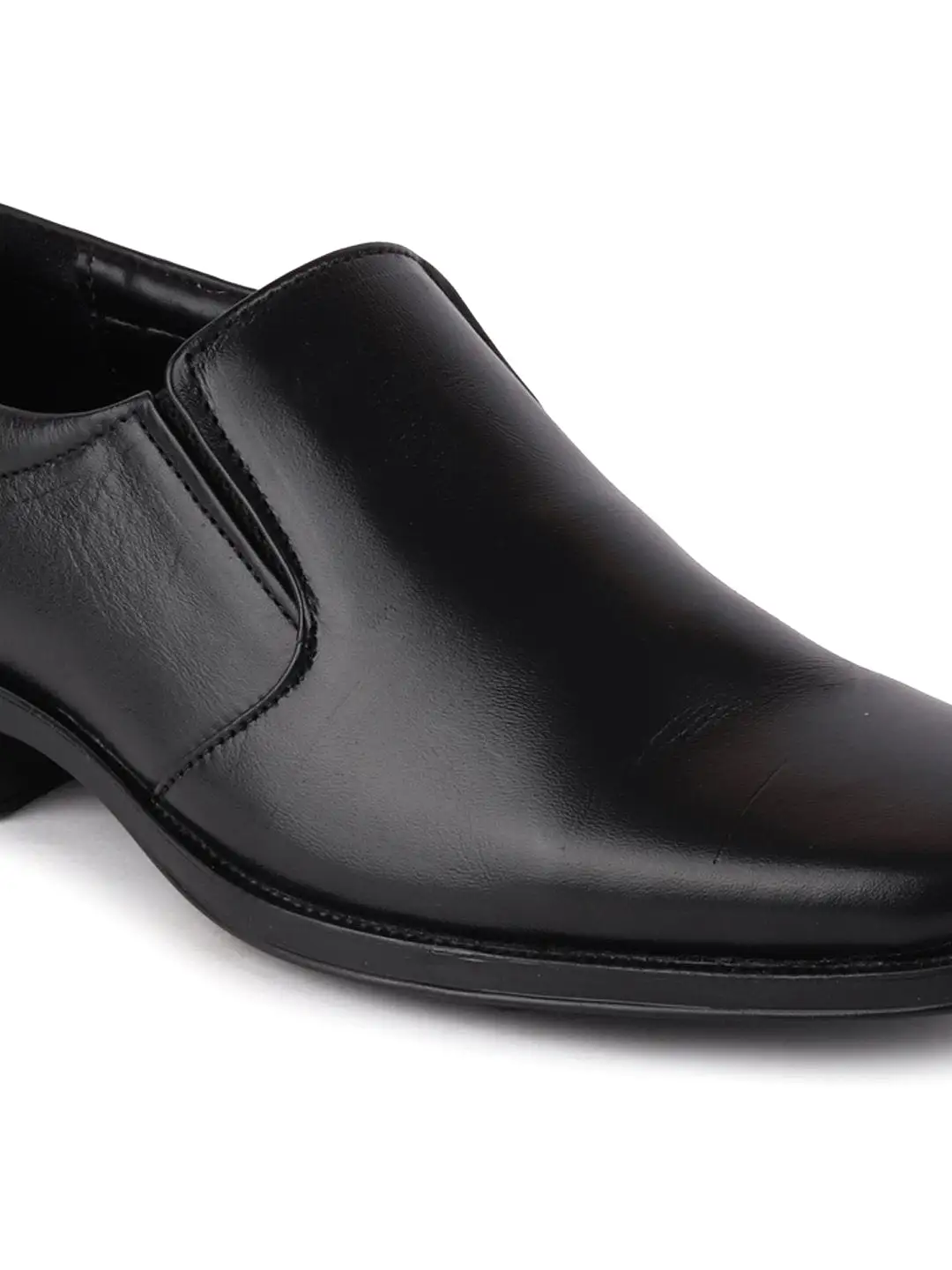 Men Black Formal Leather Slip-On Shoes