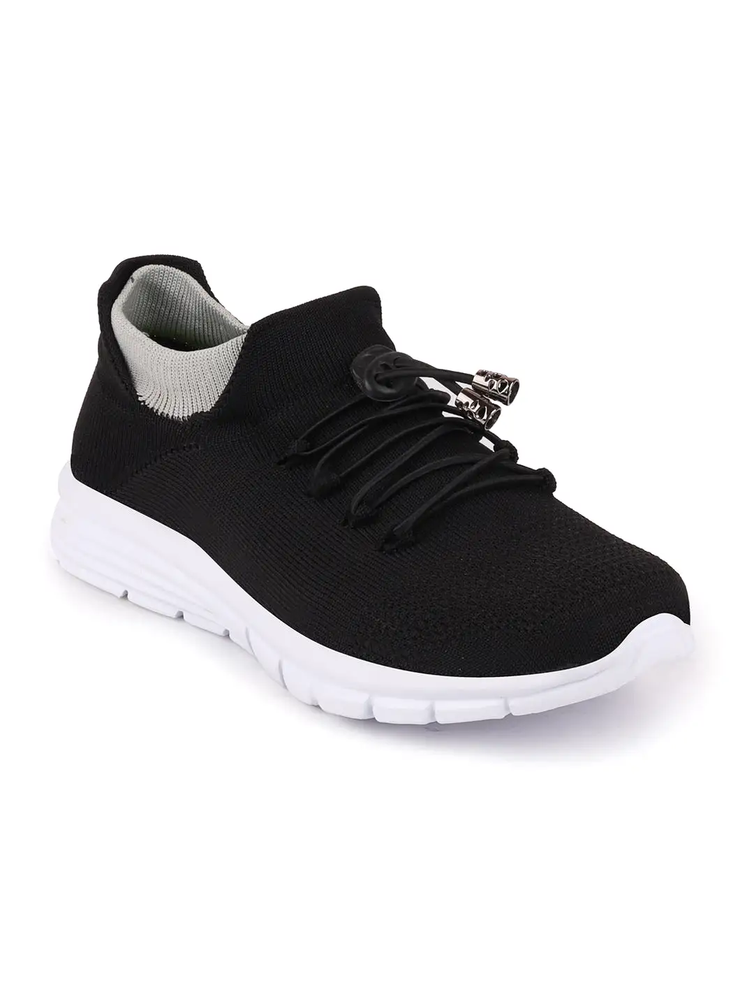 Men Black Sports Lace-Up Walking Shoes