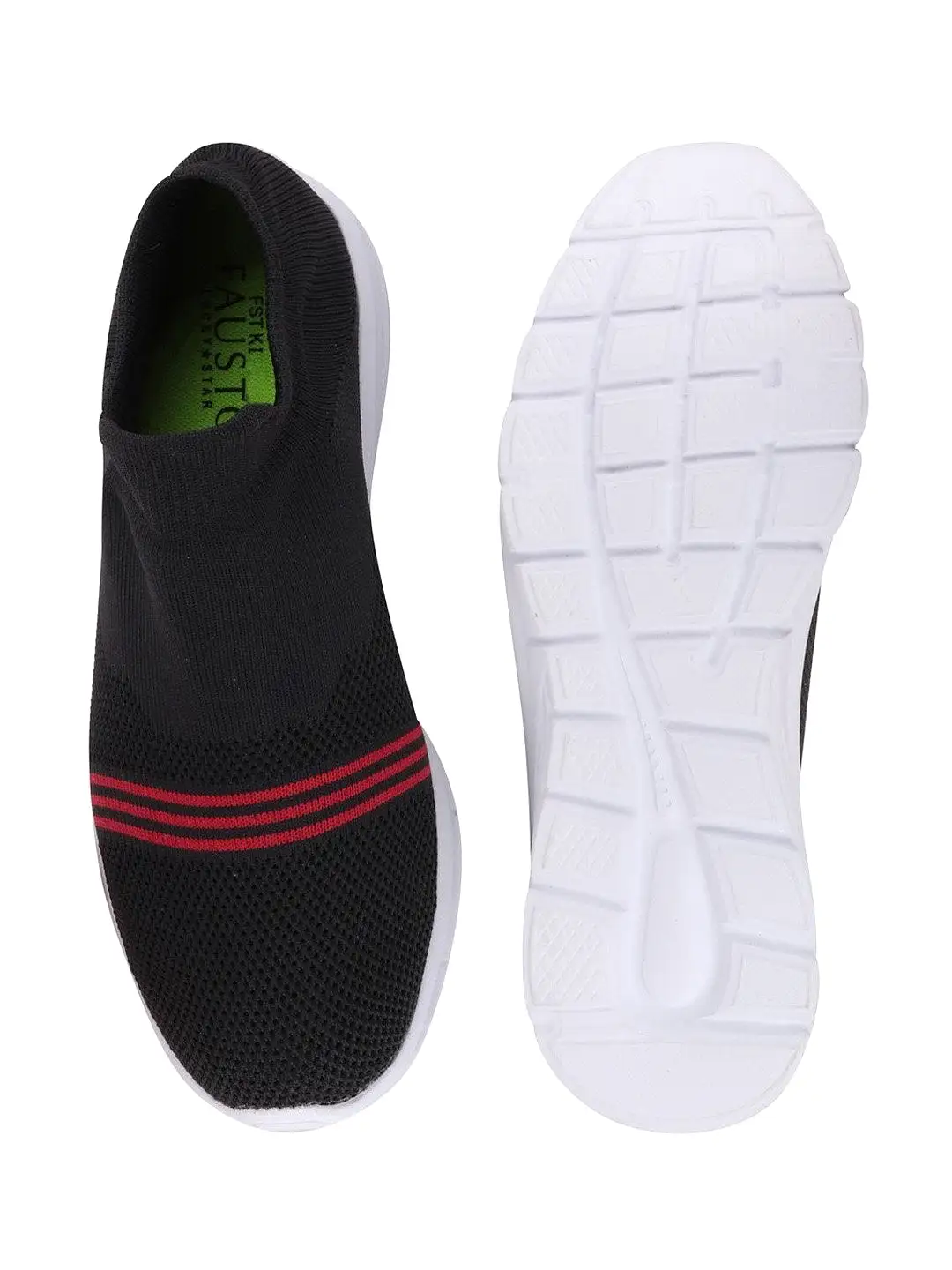 Men Black Sports Slip-On Walking Shoes