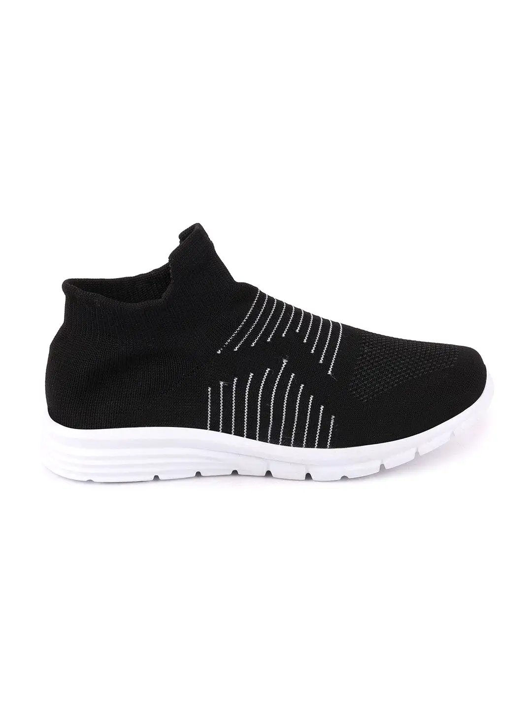 Men Black Sports Slip-On Walking Shoes