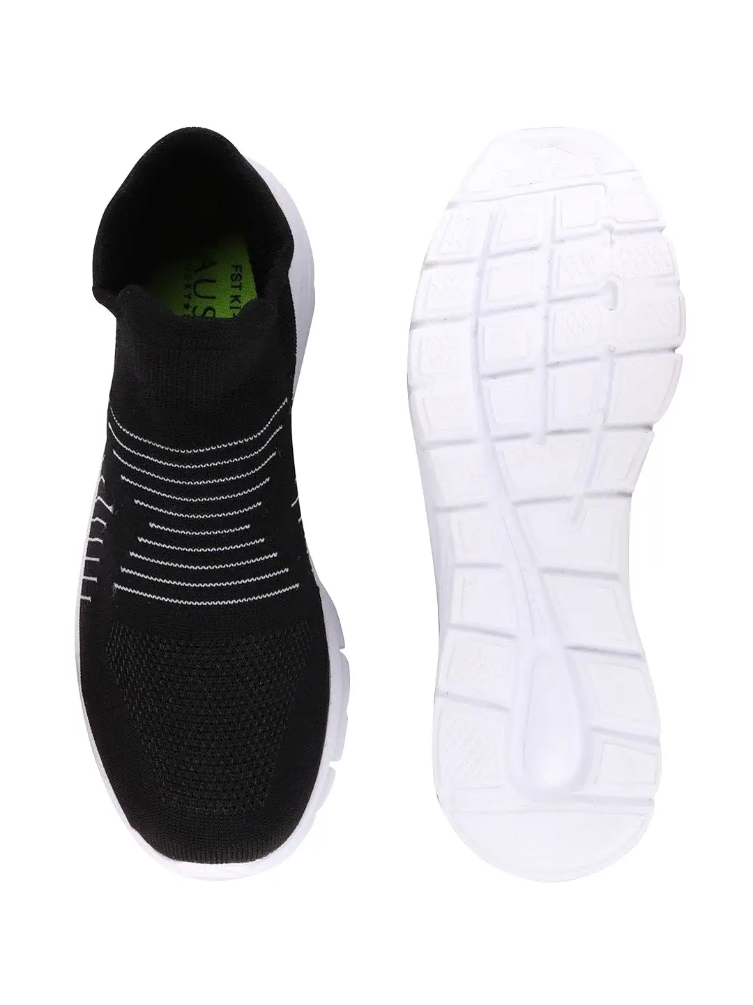 Men Black Sports Slip-On Walking Shoes