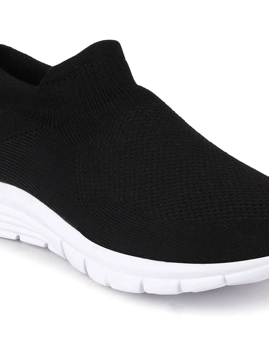 Men Black Sports Slip-On Walking Shoes