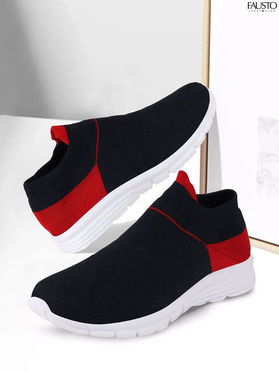 Men Blue Sports Slip-On Walking Shoes