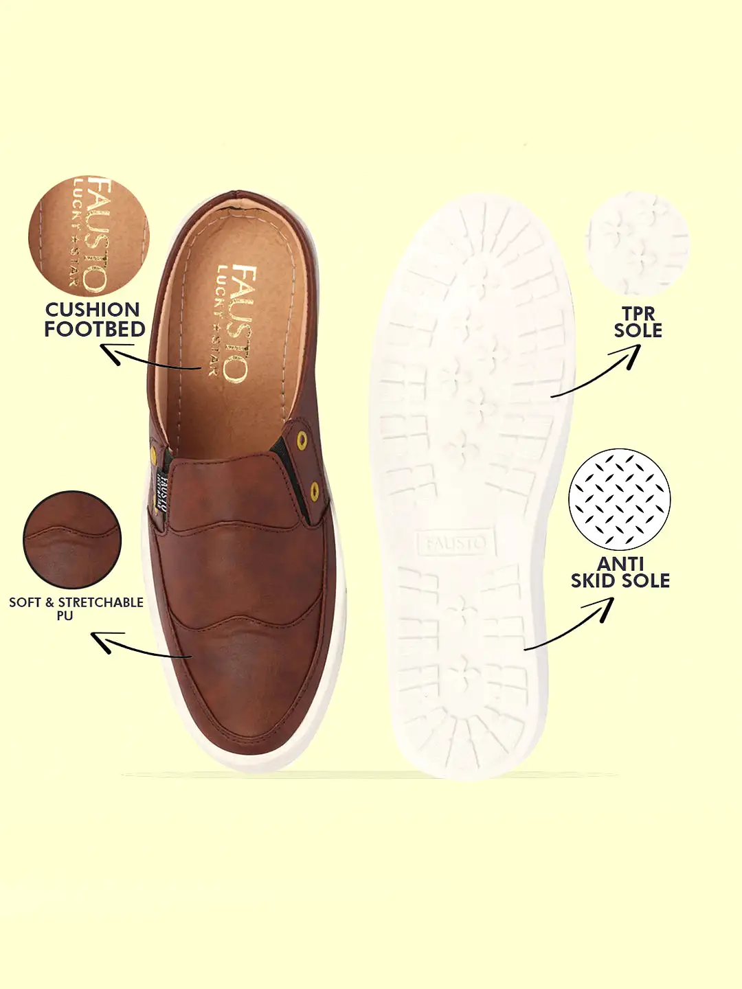 Men Brown Casual Slip-On Shoes