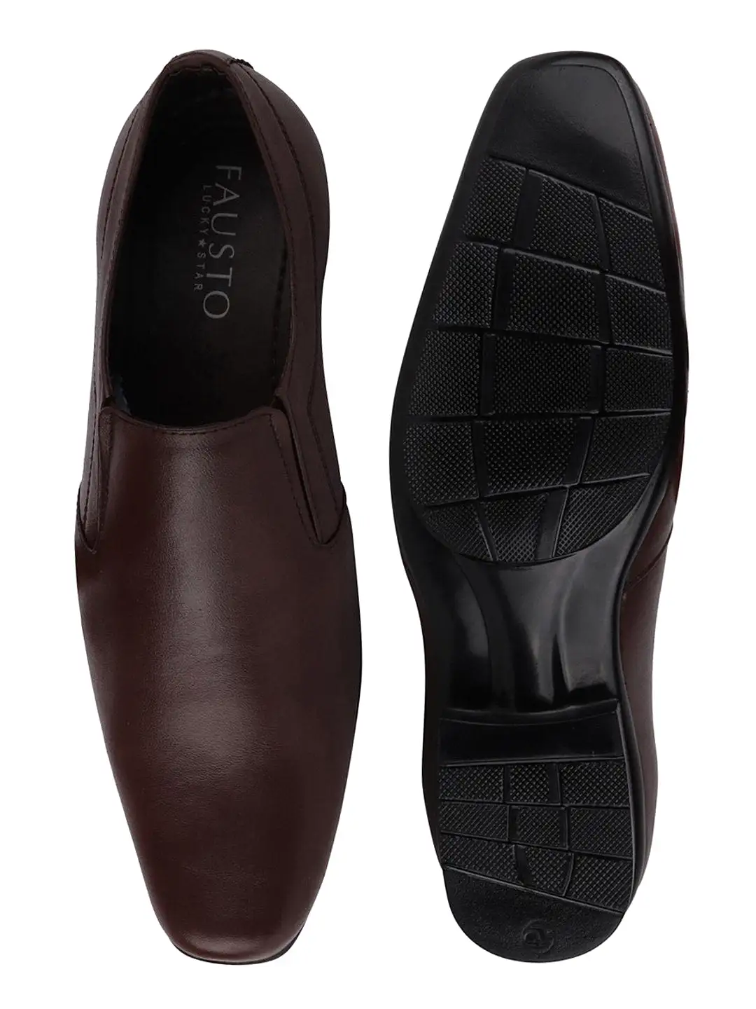 Men Brown Formal Leather Slip-On Shoes