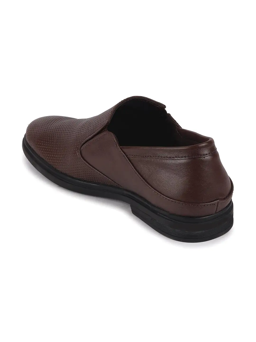 Men Brown Formal Leather Slip-On Shoes