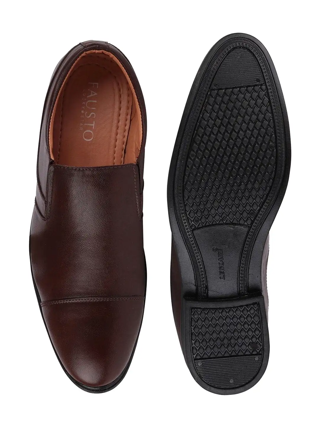 Men Brown Formal Slip-On Shoes