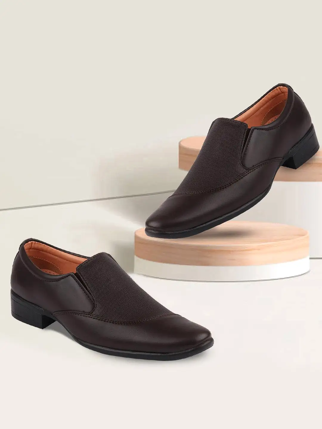 Men Brown Formal Slip-On Shoes