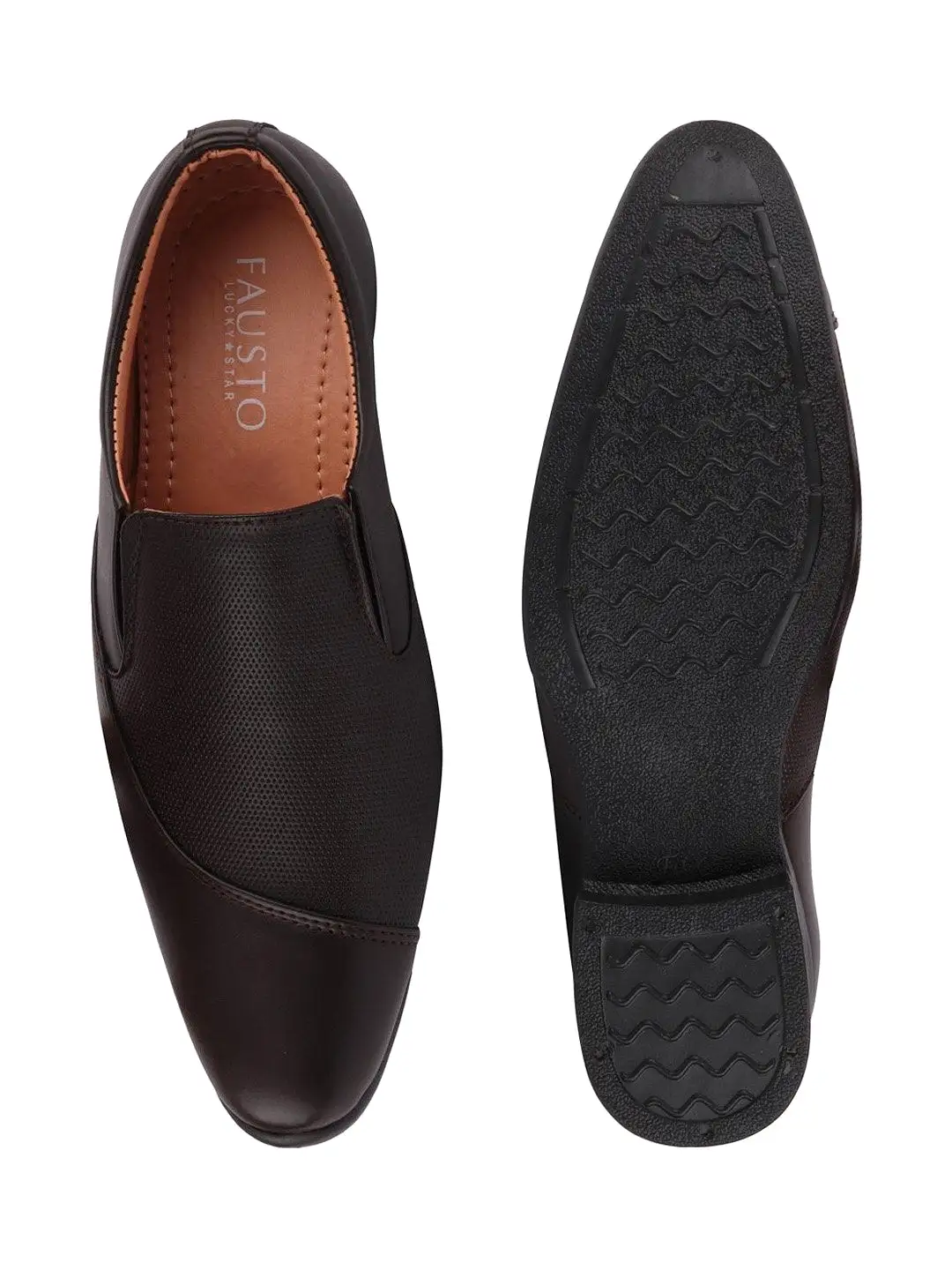 Men Brown Formal Slip-On Shoes