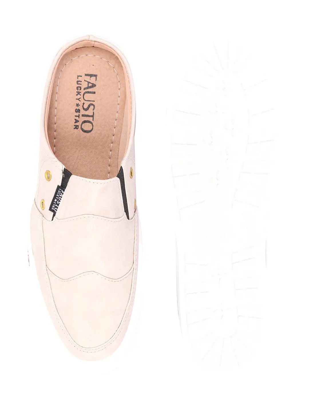 Men Cream Casual Slip-On Shoes