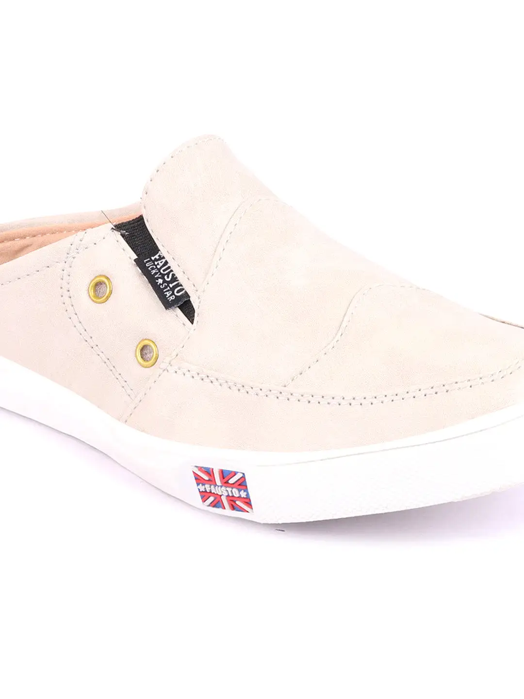 Men Cream Casual Slip-On Shoes