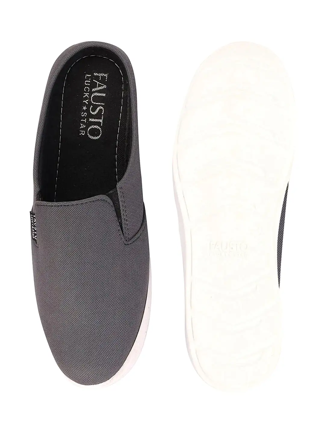 Men Grey Casual Canvas Slip-On Shoes