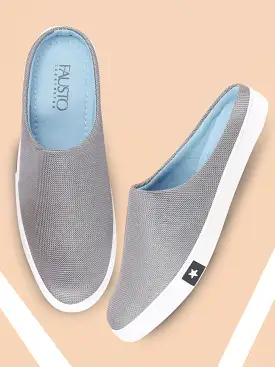 Men Grey Casual Canvas Slip-On Shoes