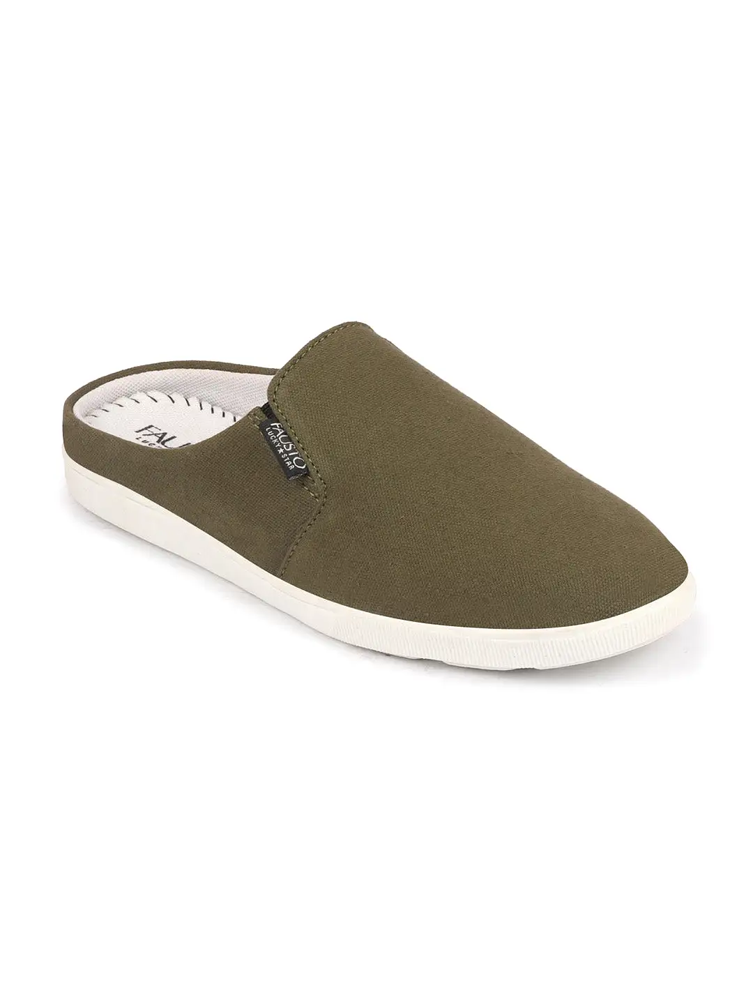 Men Olive Green Casual Canvas Slip-On Shoes