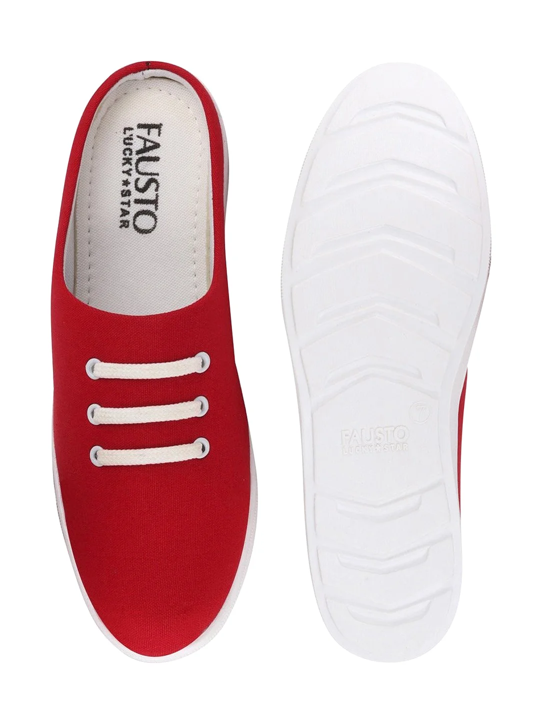 Men Red Casual Canvas Slip-On Shoes