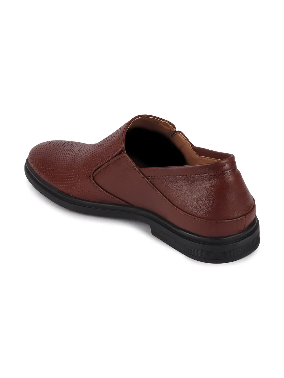 Men Tan Formal Leather Slip-On Shoes