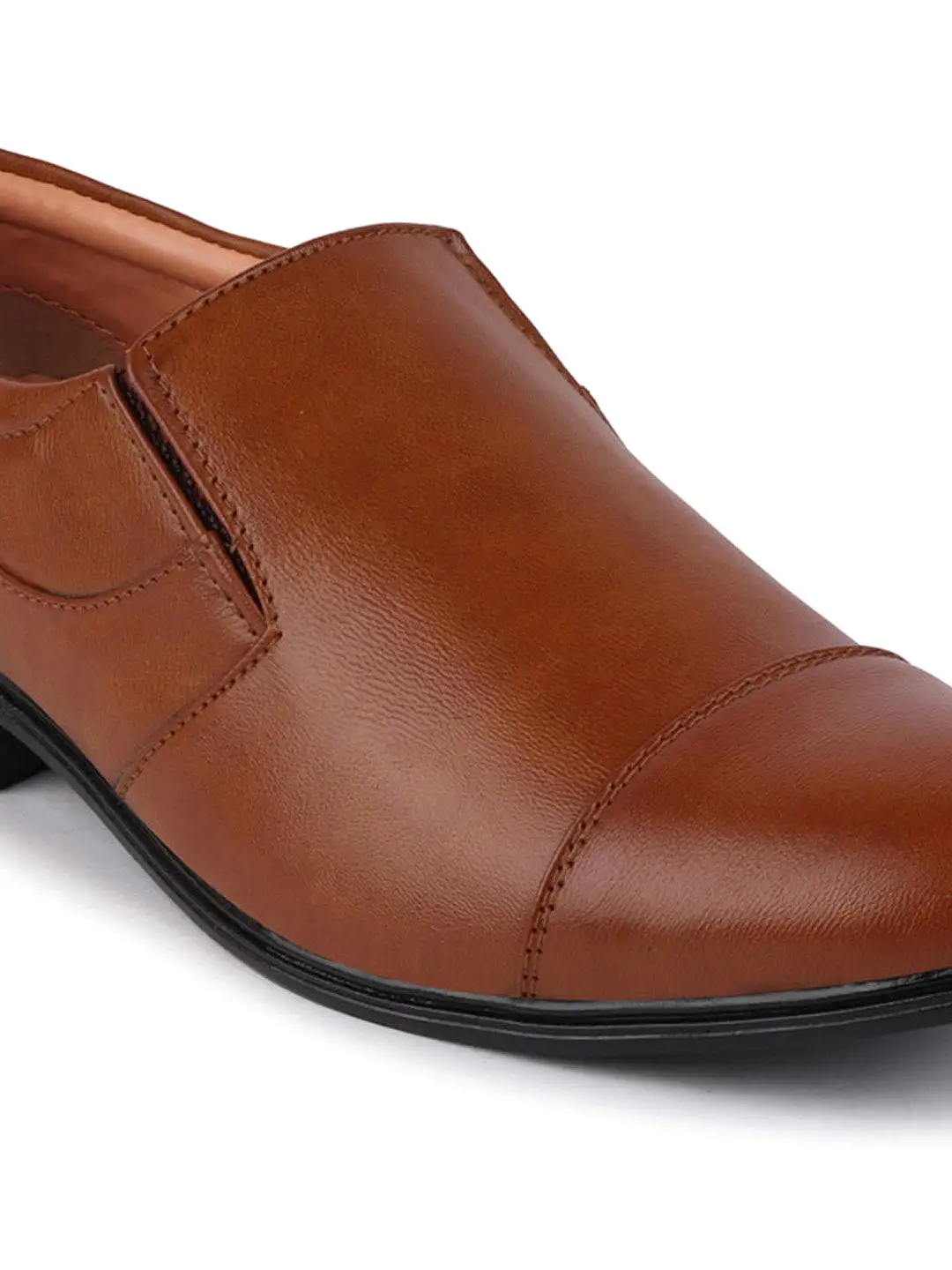 Men Tan Formal Slip-On Shoes